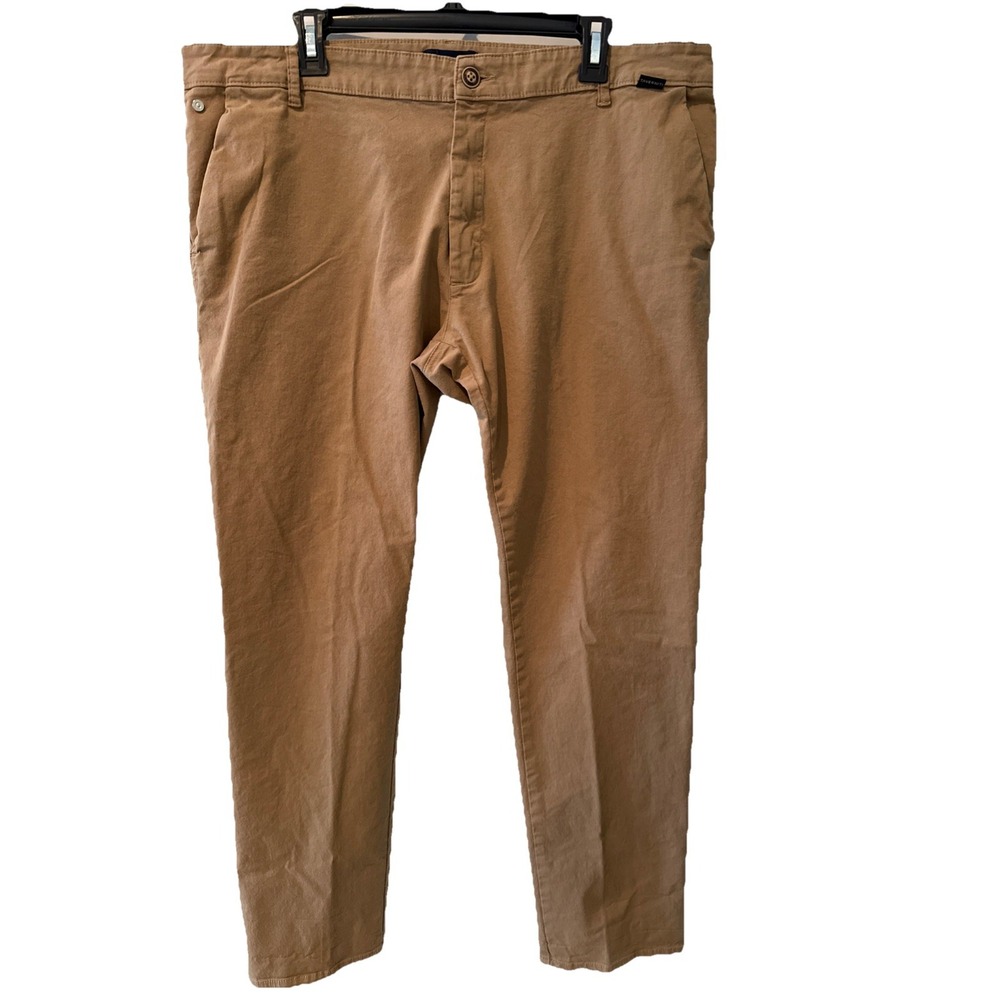 Men's Jimmy Taverniti Flat Front Chino Pants - Cotton Blend Lt‎ Brown Size 40x30